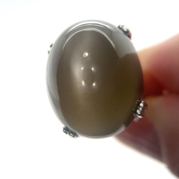 Moonstone 24.30ct Platinum Finish Solid 925 Sterling Silver Ring